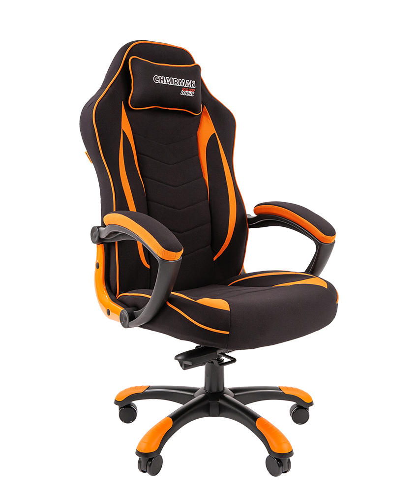 Кресло игровое CHAIRMAN GAME 28 Ткань, черно-оранжевое