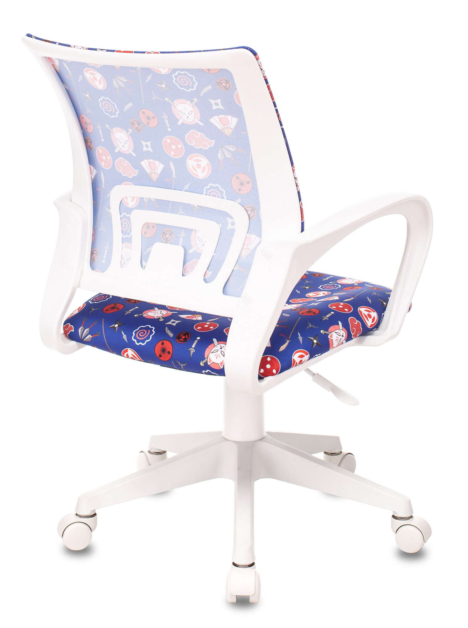 Кресло детское KD-W4 пластик белый, ткань синий наруто