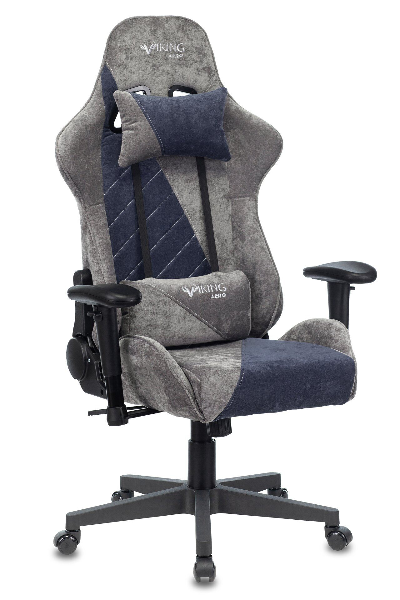 Кресло игровое Бюрократ VIKING X Ткань, серо-синее