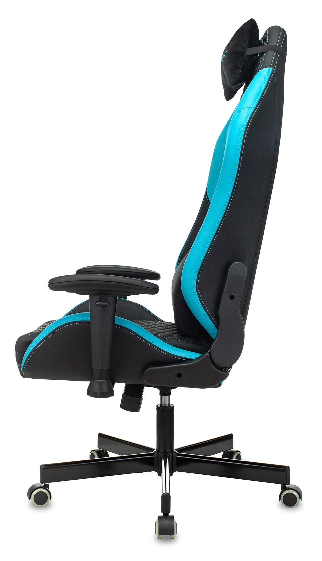 Кресло игровое Knight Neon Экокожа крестовина металл, черный/голубой