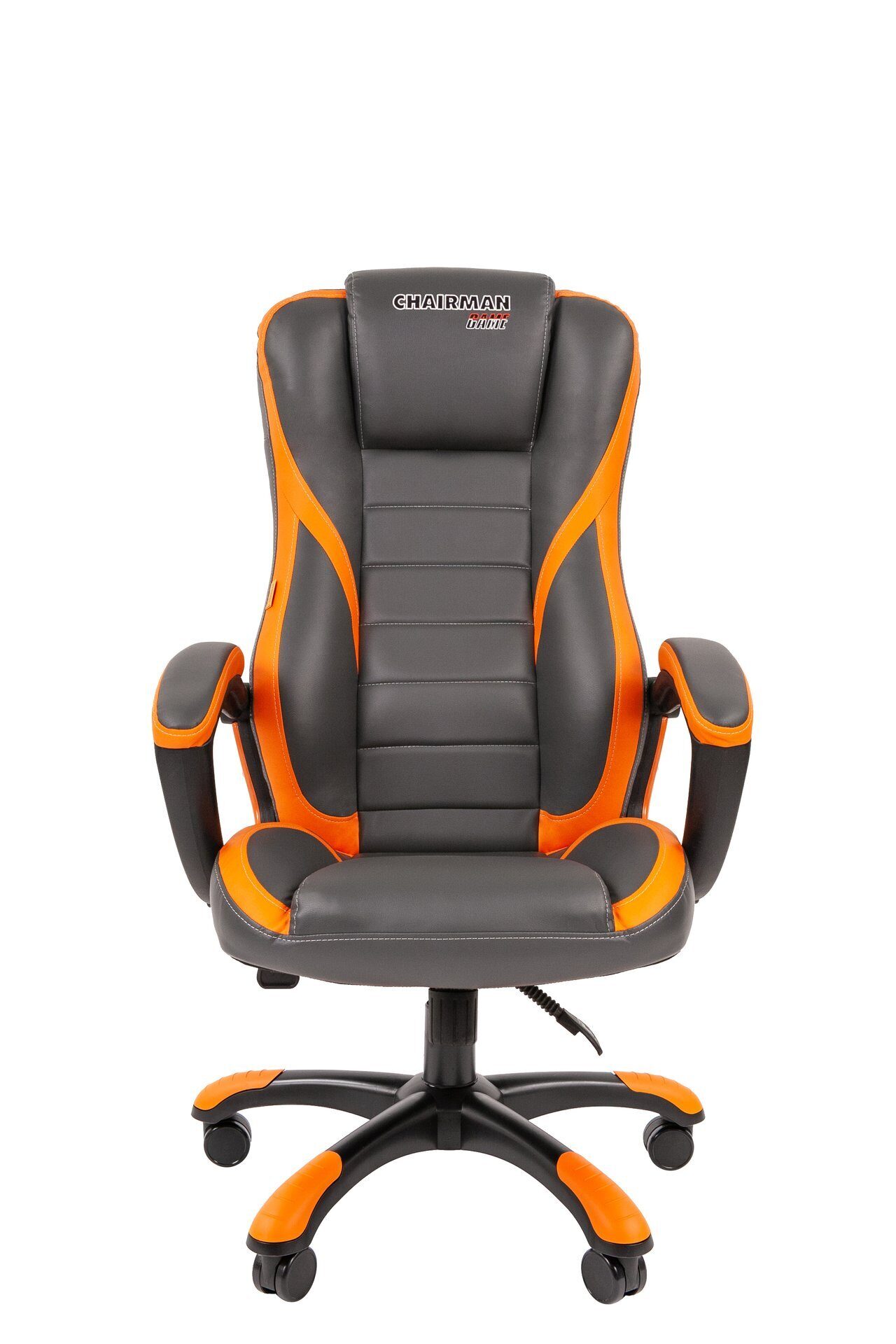 Игровое кресло CHAIRMAN GAME 22 Экокожа теперь до 180 кг, серо-оранжевое