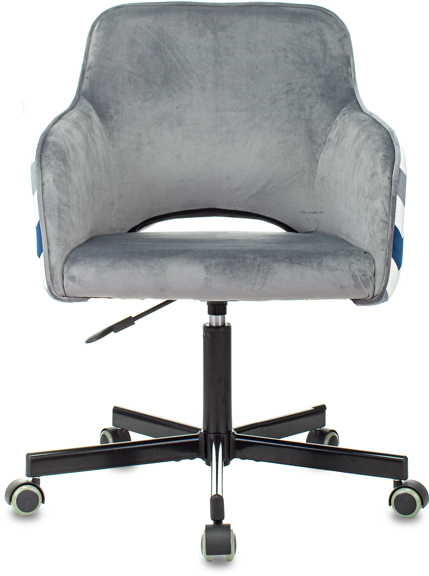 Кресло Бюрократ CH- 380 М черный металл, серая жемчужина зигзаг синий