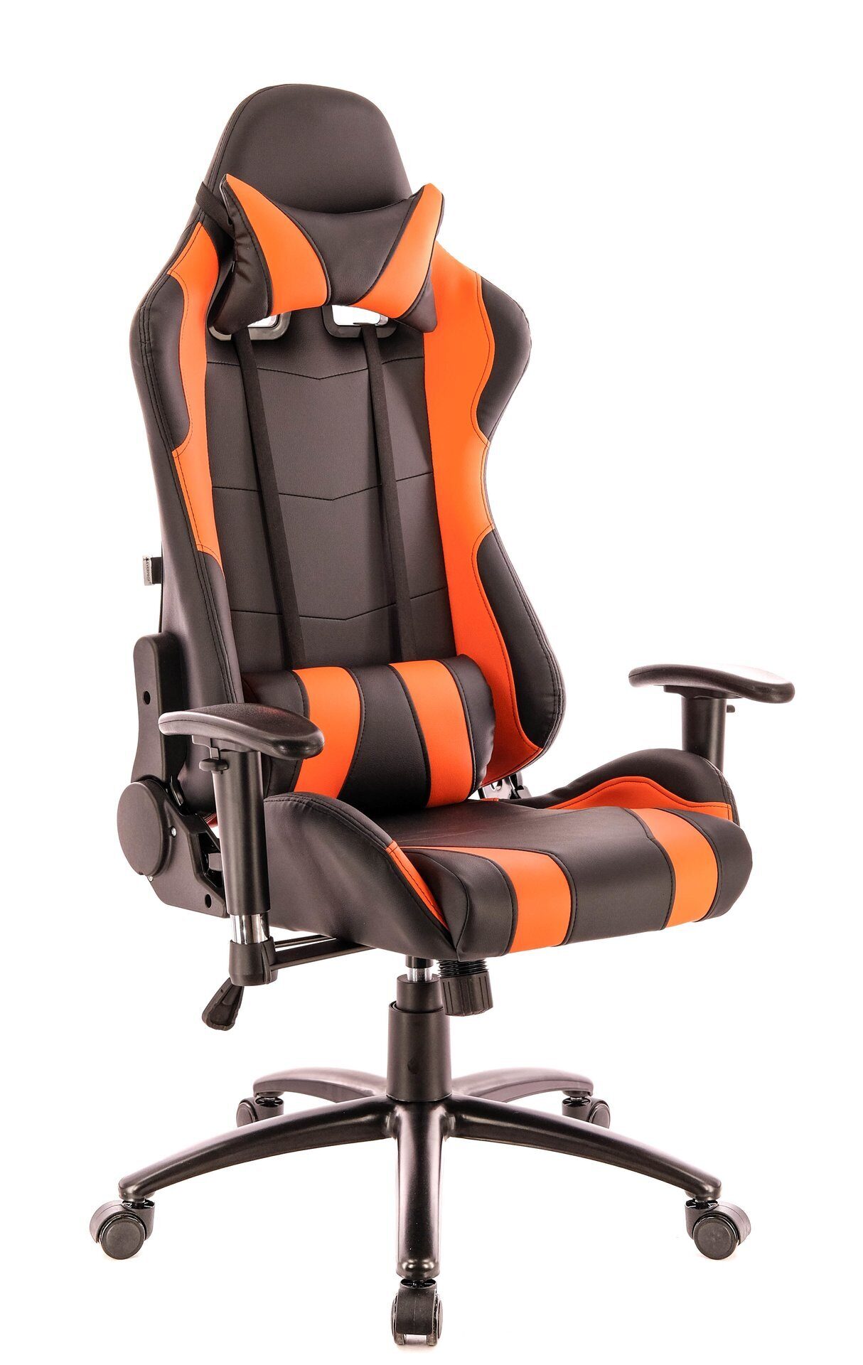 Кресло EverProf LOTUS S2 (черно-оранжевое, экокожа, крестовина металл)