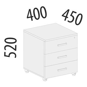 Тумба 3 ящика с замком Альфа 400x450x520мм