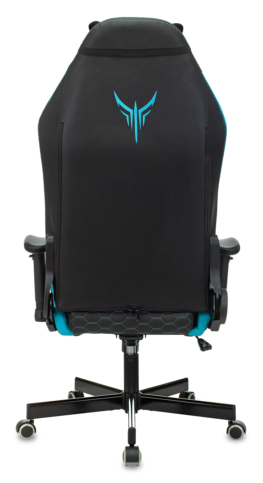 Кресло игровое Knight Neon Экокожа крестовина металл, черный/голубой