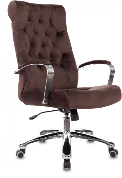 Кресло T-9928SL крестов. металл хром, ткань велюр коричневый Italia 6