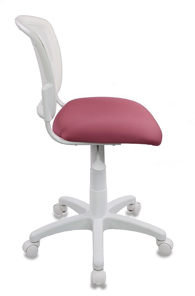 Кресло CH-W296 cпинка сетка, белый пластик, розовое