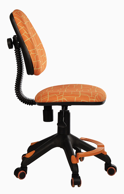 Кресло детское KD-4-F с подставкой для ног, ткань оранжевый жираф