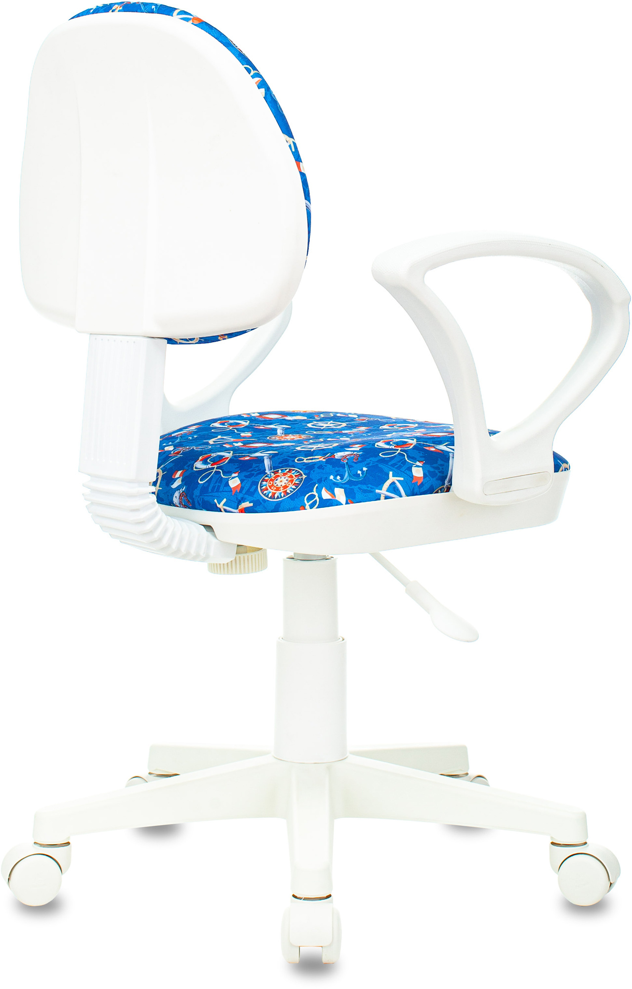 Кресло детское Бюрократ KD-3 WH пластик белый, ткань морская тематика sea