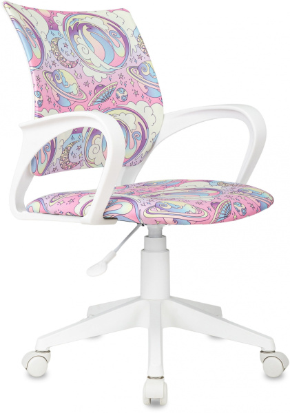 Кресло детское BUROKIDS 1W Ткань, пластик белый, луна розовая
