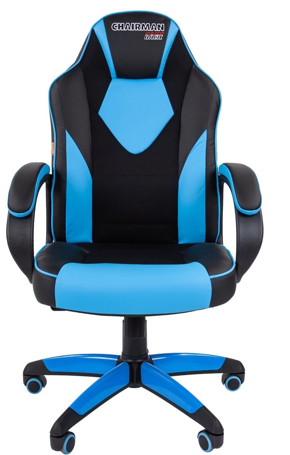 Кресло Chairman GAME 17 Экокожа/ вставка ткань, черно-голубое