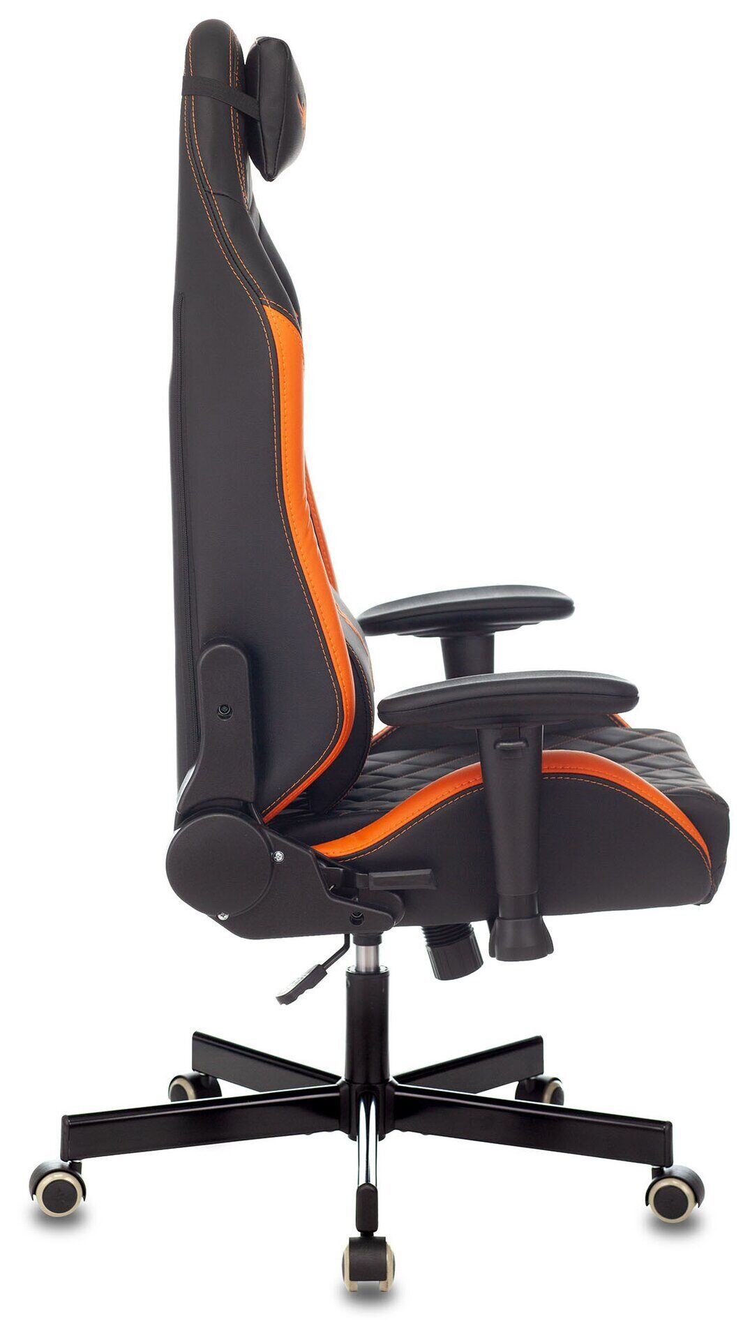 Кресло игровое Knight EXPLORE Экокожа крестовина металл, черный/оранжевый ромбик
