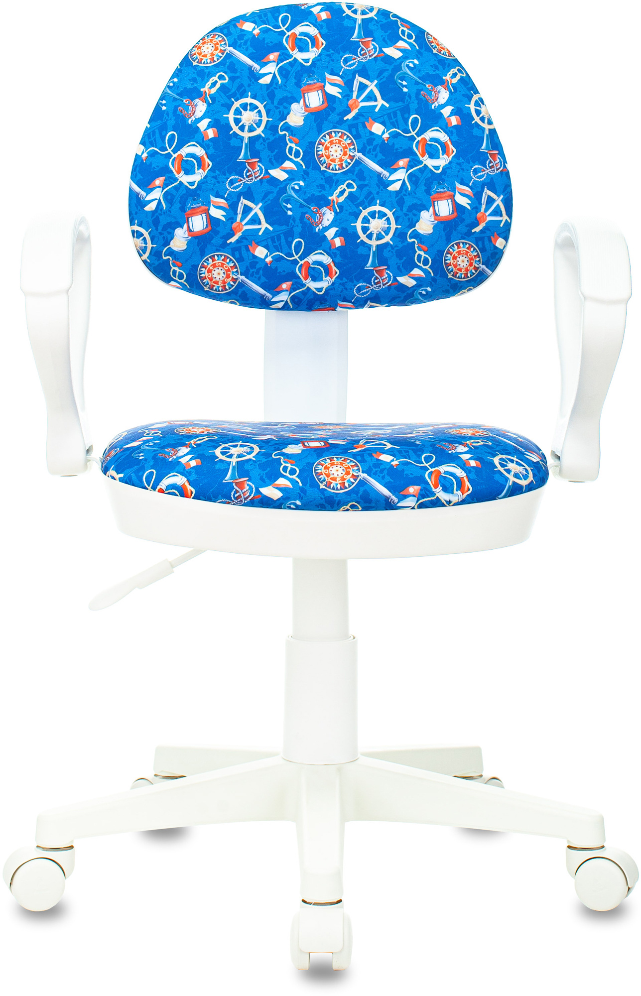 Кресло детское Бюрократ KD-3 WH пластик белый, ткань морская тематика sea