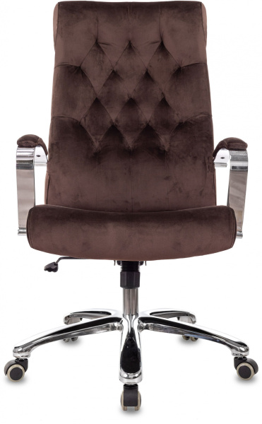 Кресло T-9928SL крестов. металл хром, ткань велюр коричневый Italia 6