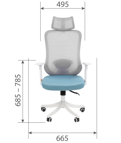Кресло офисное CHAIRMAN 563 белый пластик, сетка белая/ткань голубая