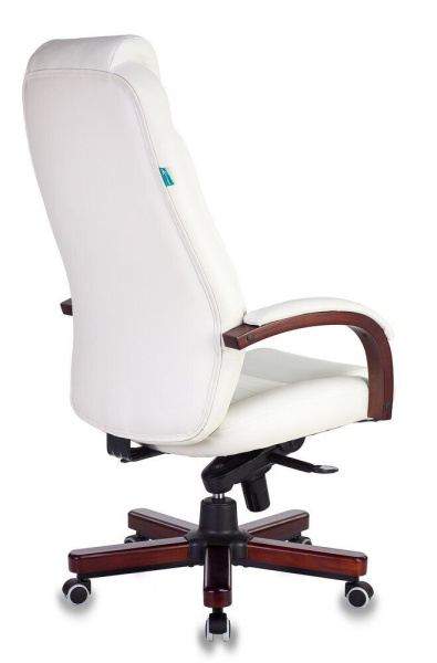 Кресло Бюрократ T-9923WALNUT до 200 кг (натур.кожа+иск.кожа, дерево), слоновая кость