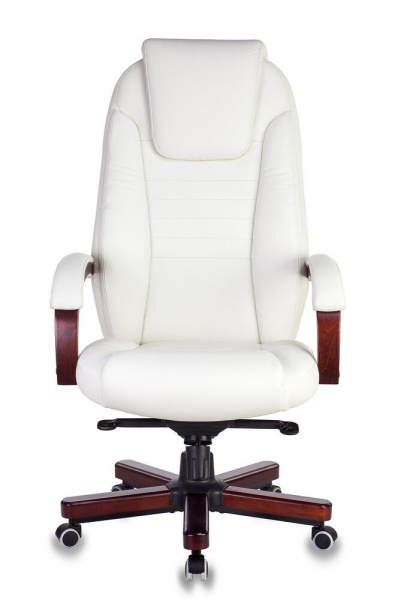 Кресло Бюрократ T-9923WALNUT до 200 кг (натур.кожа+иск.кожа, дерево), слоновая кость