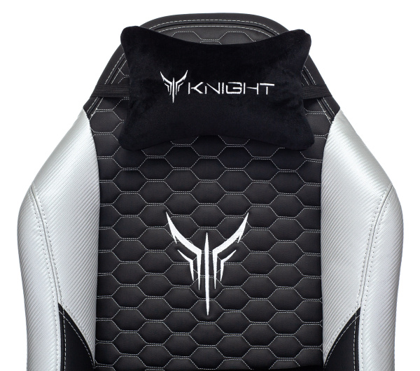 Кресло игровое Knight Neon Экокожа крестовина металл, черный/серебряный