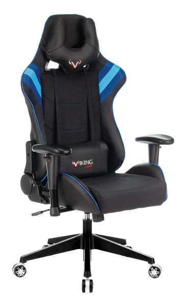 Кресло игровое Бюрократ VIKING 4 AERO Ткань, нагрузка до 150кг, синие вставки, викинг, зомби