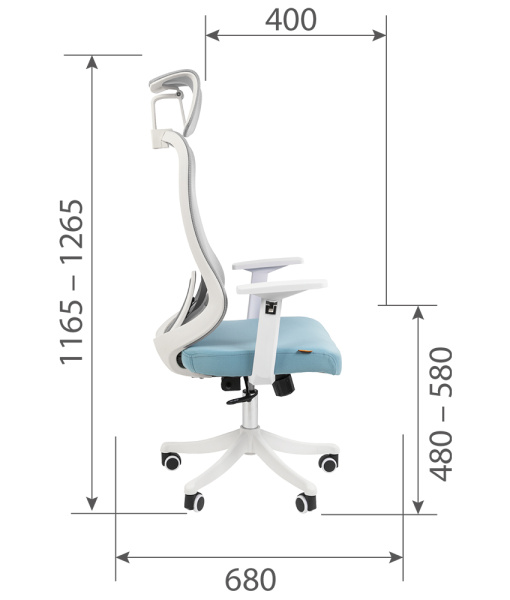 Кресло офисное CHAIRMAN 563 белый пластик, сетка белая/ткань голубая