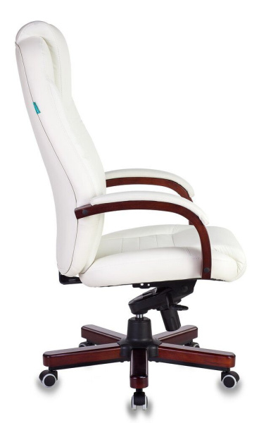 Кресло Бюрократ T-9923WALNUT до 200 кг (натур.кожа+иск.кожа, дерево), слоновая кость